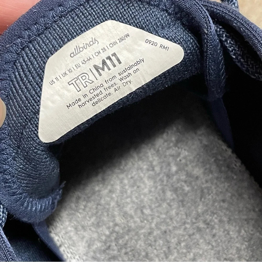 Allbirds Men's Tree Runners Marine Blue (White Sole) size 11 - Picture 6 of 15